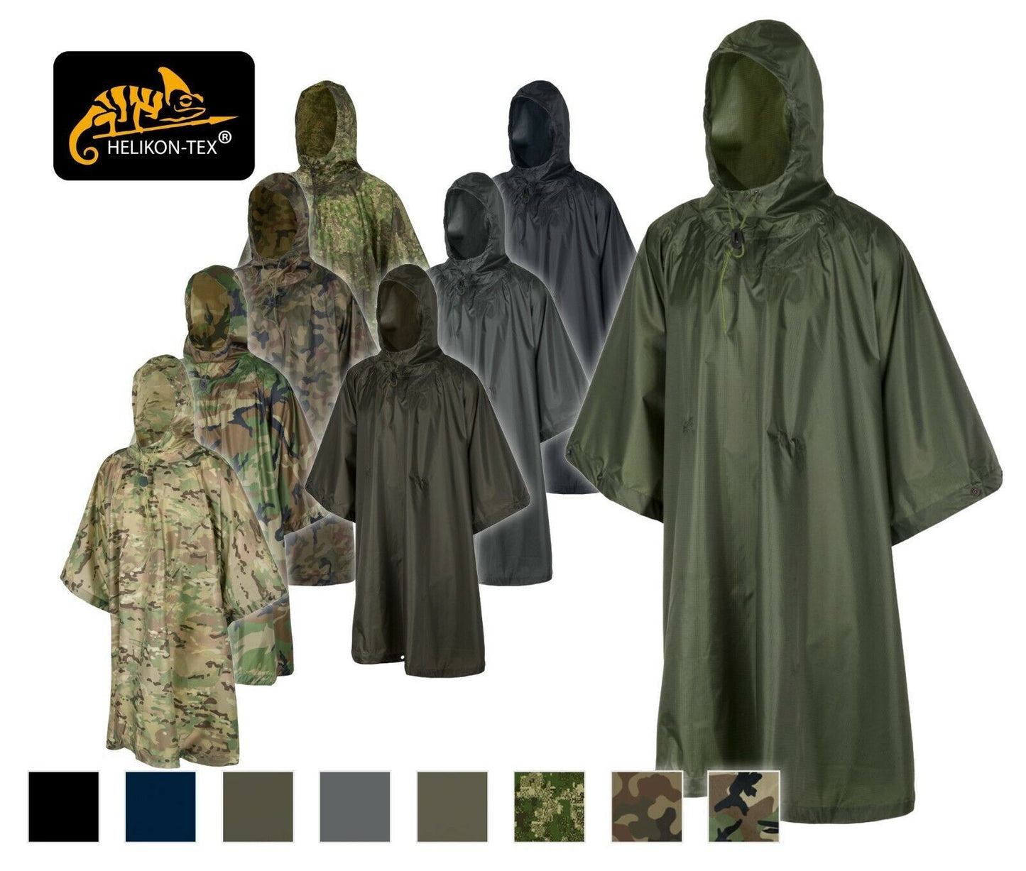 Helikon-Tex U.S. MODEL PONCHO – Polyester Military Rain Poncho for Outdoor & Survival