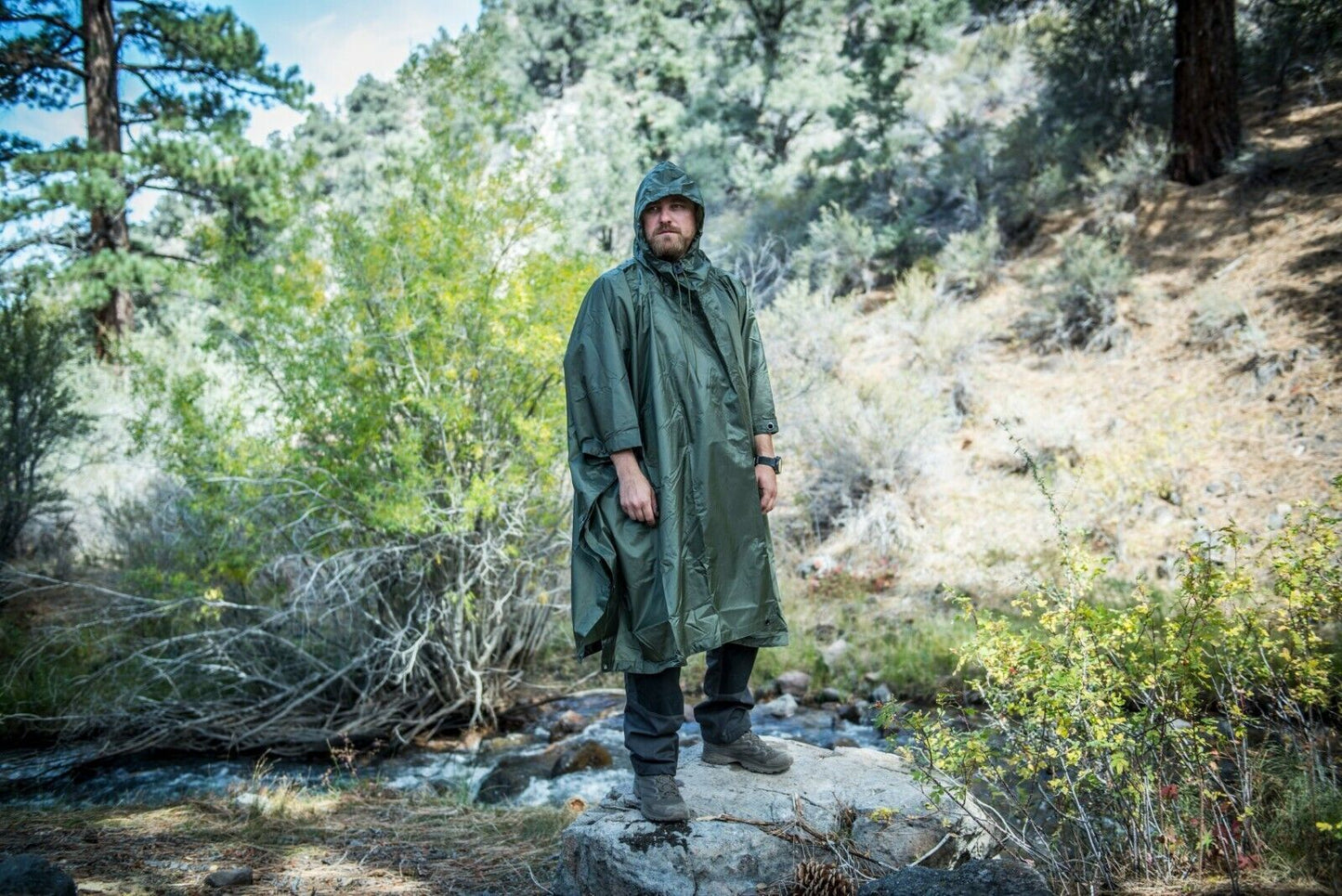 Helikon-Tex U.S. MODEL PONCHO – Polyester Military Rain Poncho for Outdoor & Survival