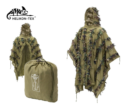 Helikon-Tex LEAF GHILLIE PONCHO – Tactical Camouflage Cloak for Hunting, Bushcraft & Survival