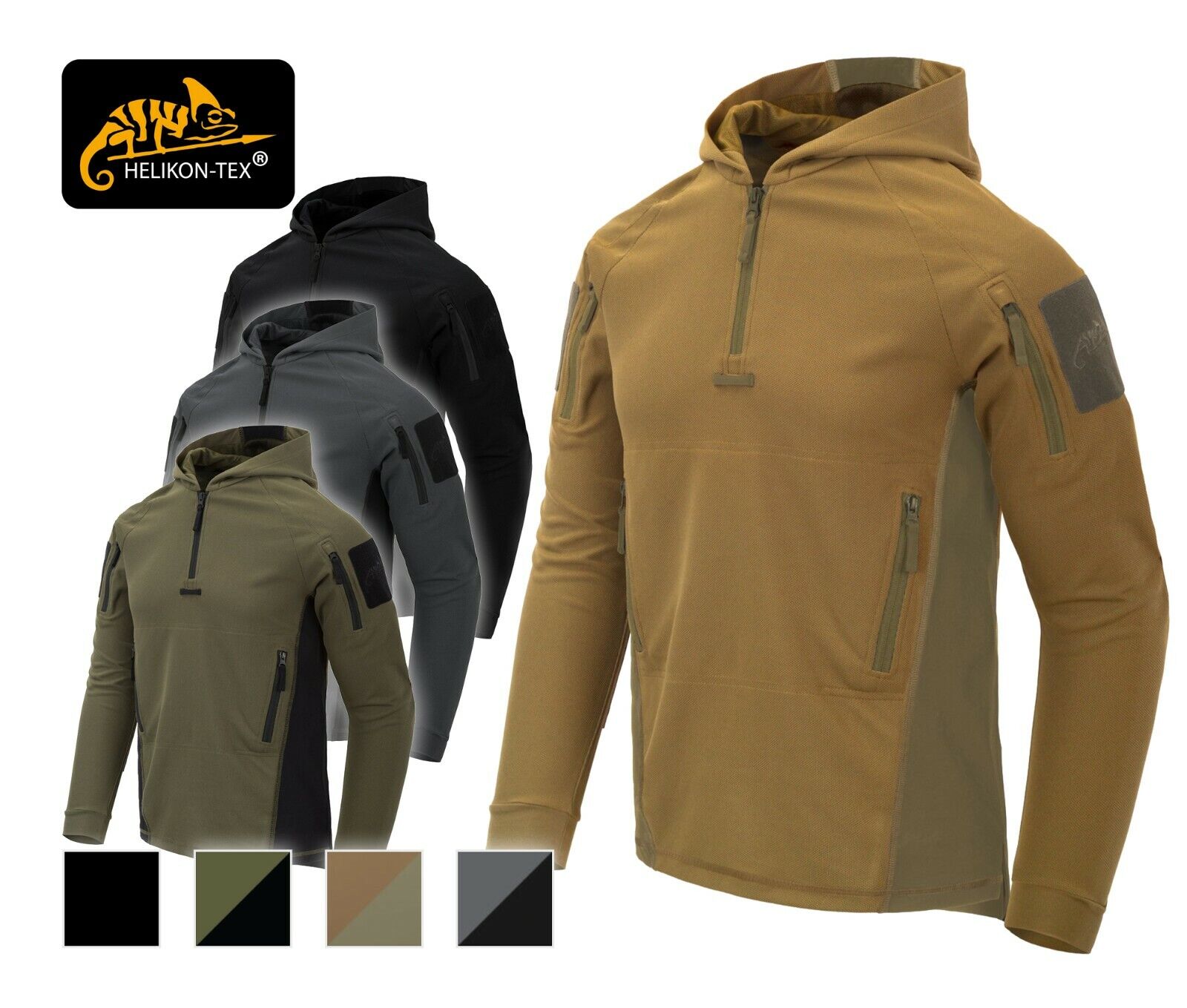 Helikon Shirt Helikon-Tex Men's Range Hoodie TopCool - Tactical Olive Green/ Black Shooting Hooded Jacket Tactical Men's Hoodie